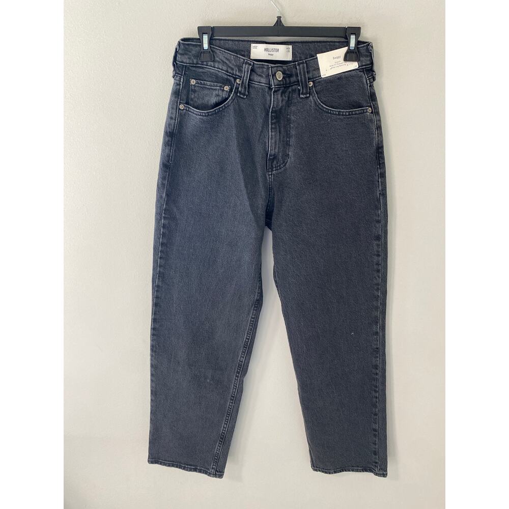 New Hollister Women's Baggy Stretch Wide Leg Denim, Black Size 28x30